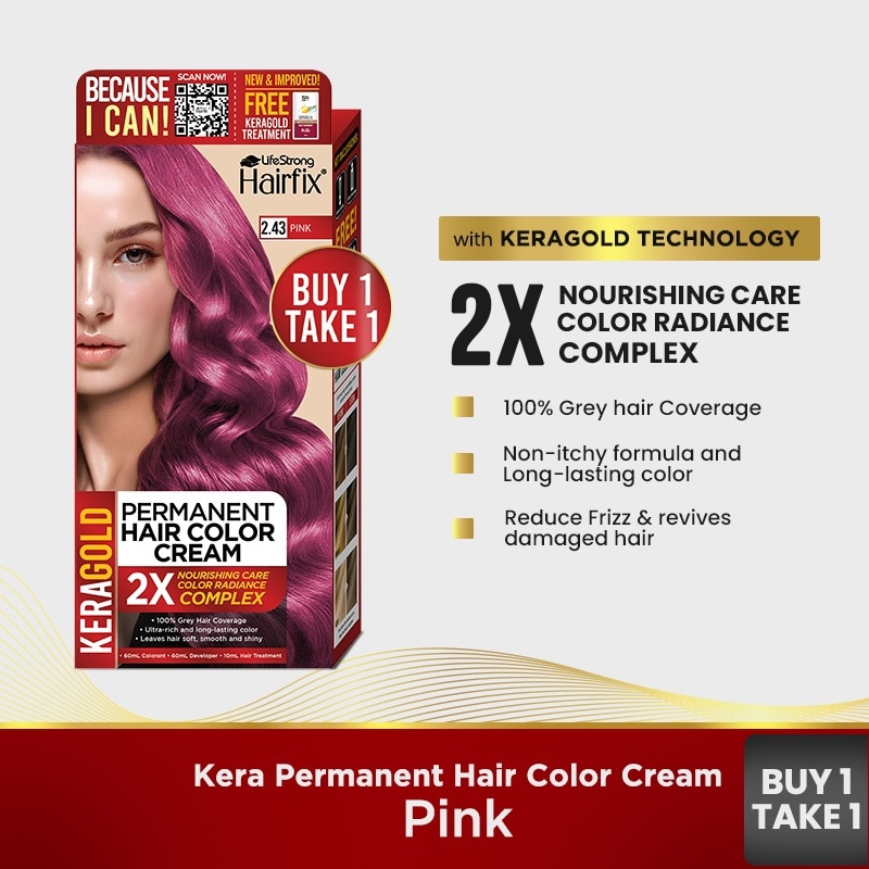 Hairfix Keragold Permanent Hair Color Cream Kit 120Ml  Pink