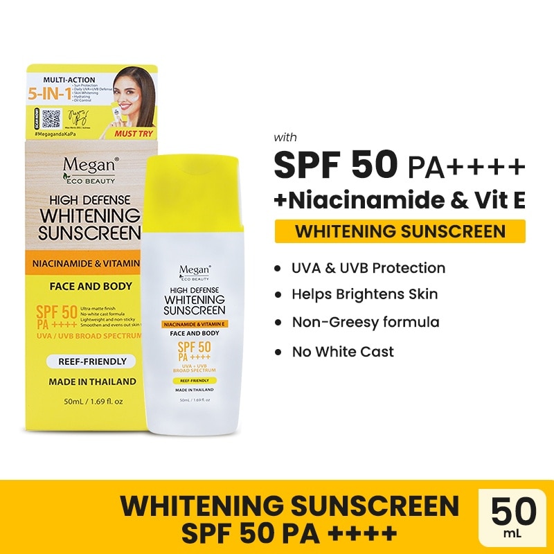 MEGAN Eco Beauty High Defense Whitening Sunscreen SPF 50 PA ++++ 50ml