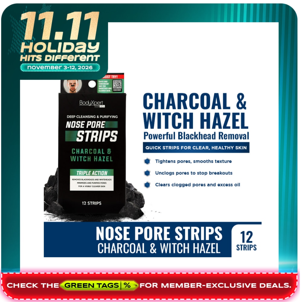 BODYXPERT For Men Nose Pore Strips 12s Charcoal & Witch Hazel image