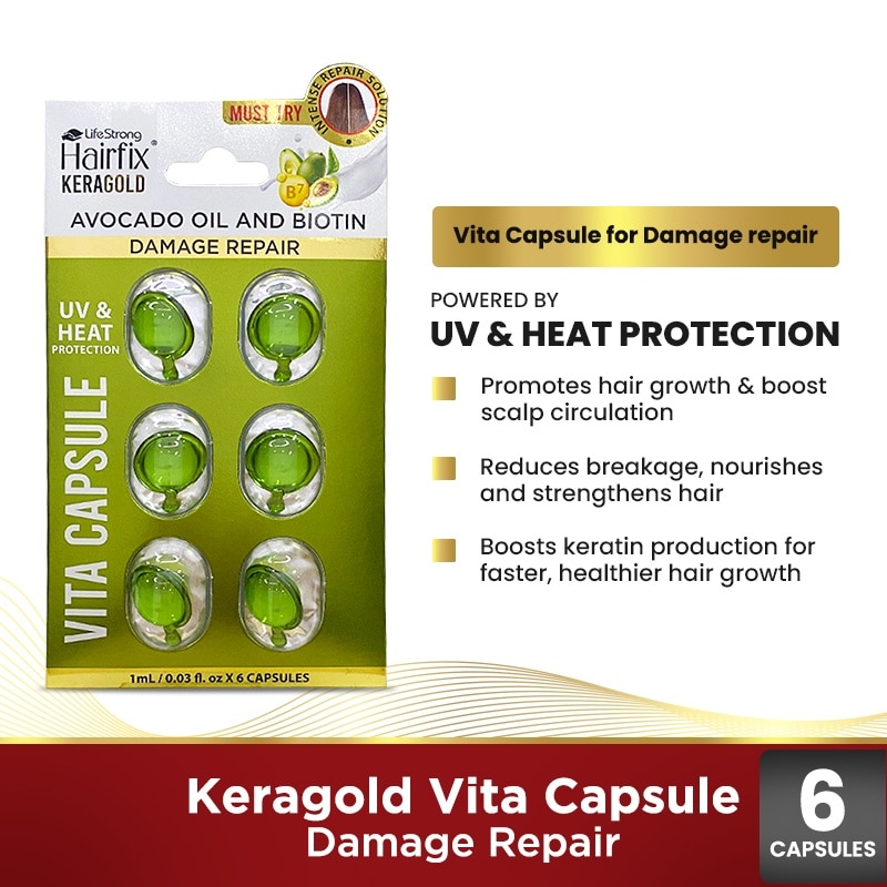 HAIRFIX Keragold Avocado Oil and Biotin Vita Capsule Damage Repair 1ml x 6s