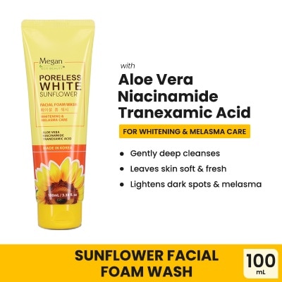 MEGAN MEGAN Poreless White Sunflower Facial Foam Wash 50ml