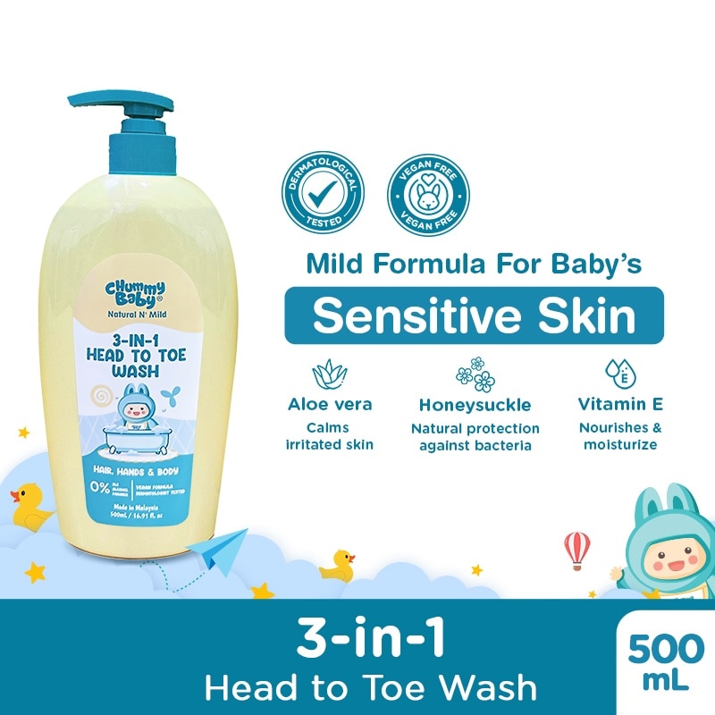 CHUMMY BABY Natural N' Mild 3-in-1 Head to Toe Wash 500ml