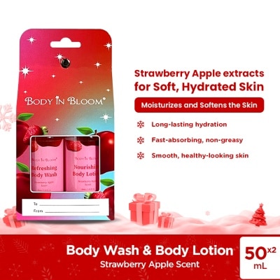 BODY IN BLOOM BODY IN BLOOM Body Wash x Lotion Strawberry Apple Scent 50ml Gift Set
