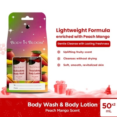 BODY IN BLOOM BODY IN BLOOM Body Wash x Lotion Peach Mango Scent 50ml Gift Set