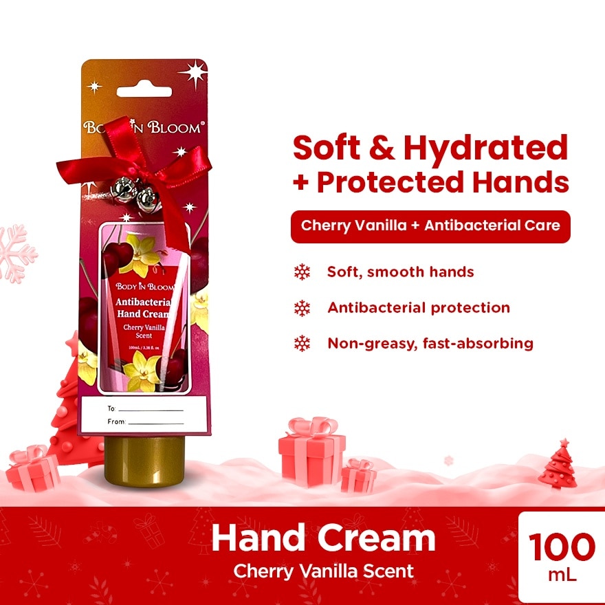 BODY IN BLOOM Antibacterial Hand Cream Cherry Vanilla Scent 100ml Gift Set