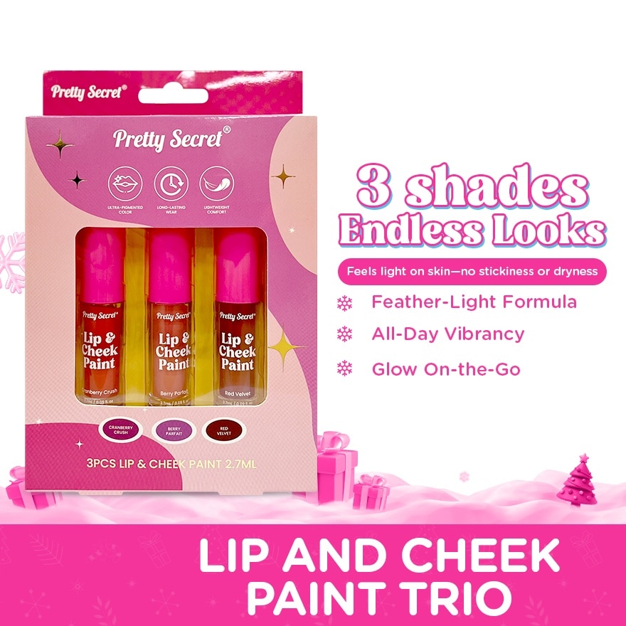 PRETTY SECRET Lip and Cheek Paint Trio Gift Set