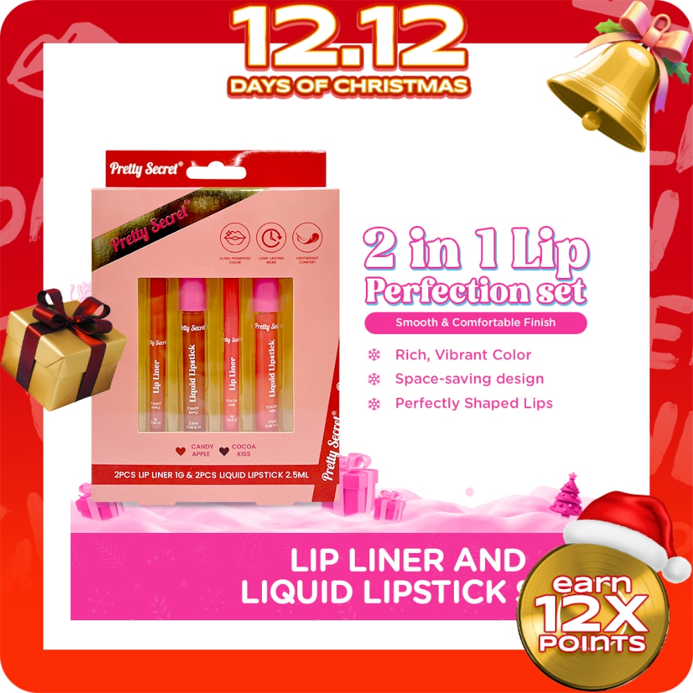PRETTY SECRET Lip Combo - Lip Liner 2s x Liquid Lipstick 2s Gift Set