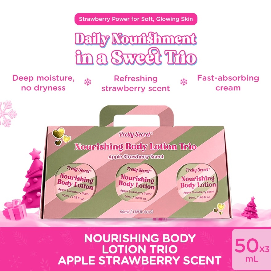 PRETTY SECRET Strawberry Trio Body Lotion Jar 50ml Gift Set