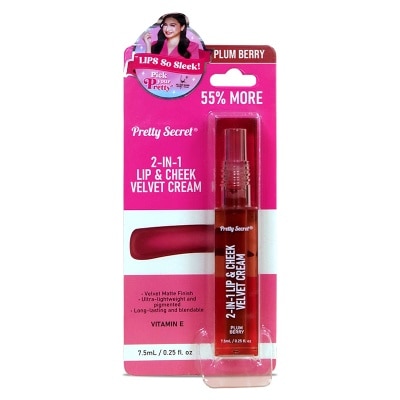 PRETTY SECRET 2-In-1 Lip and Cheek Velvet Cream Plum Berry 3ML
