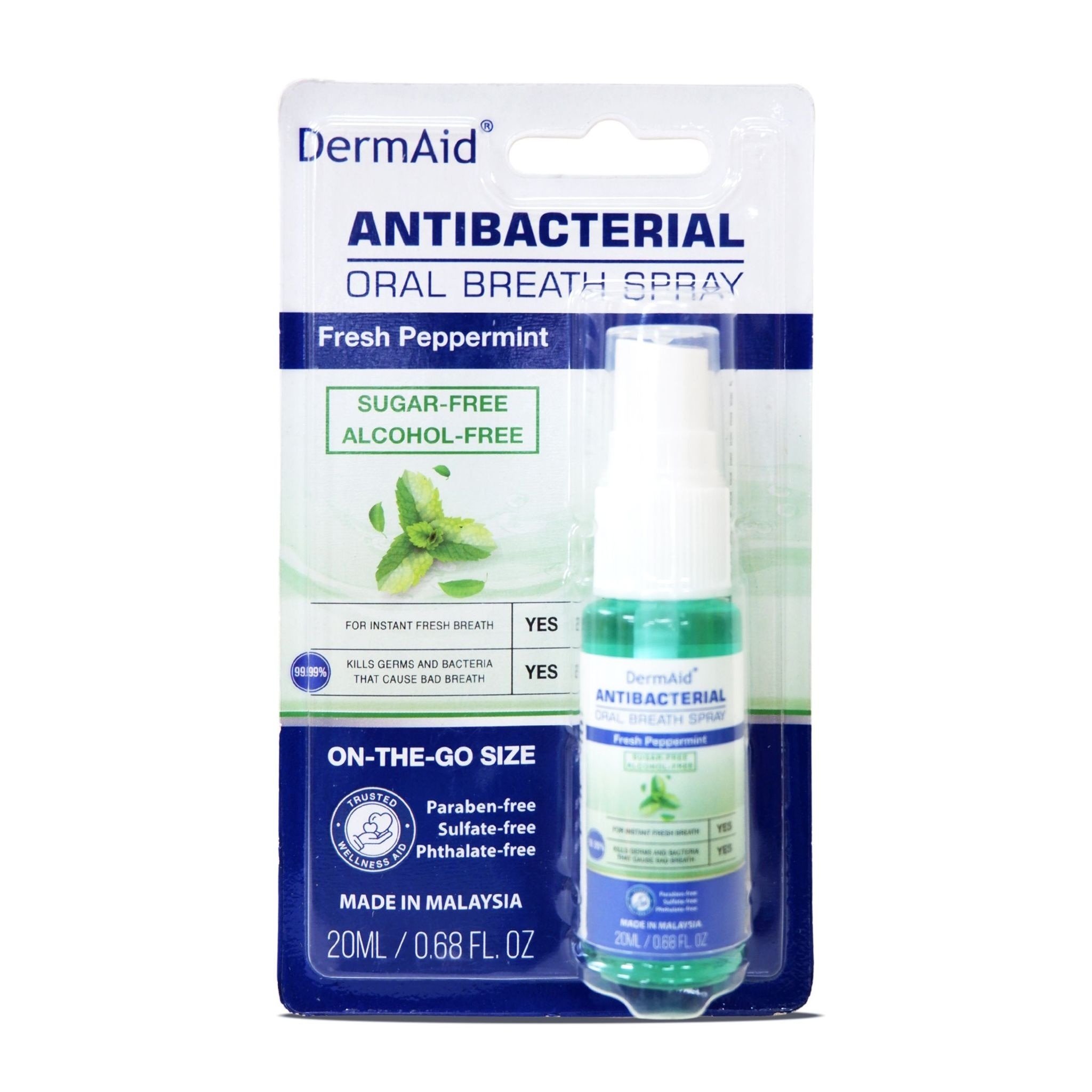 DERMAID Antibacterial Oral Breath Spray Fresh Peppermint 20ml