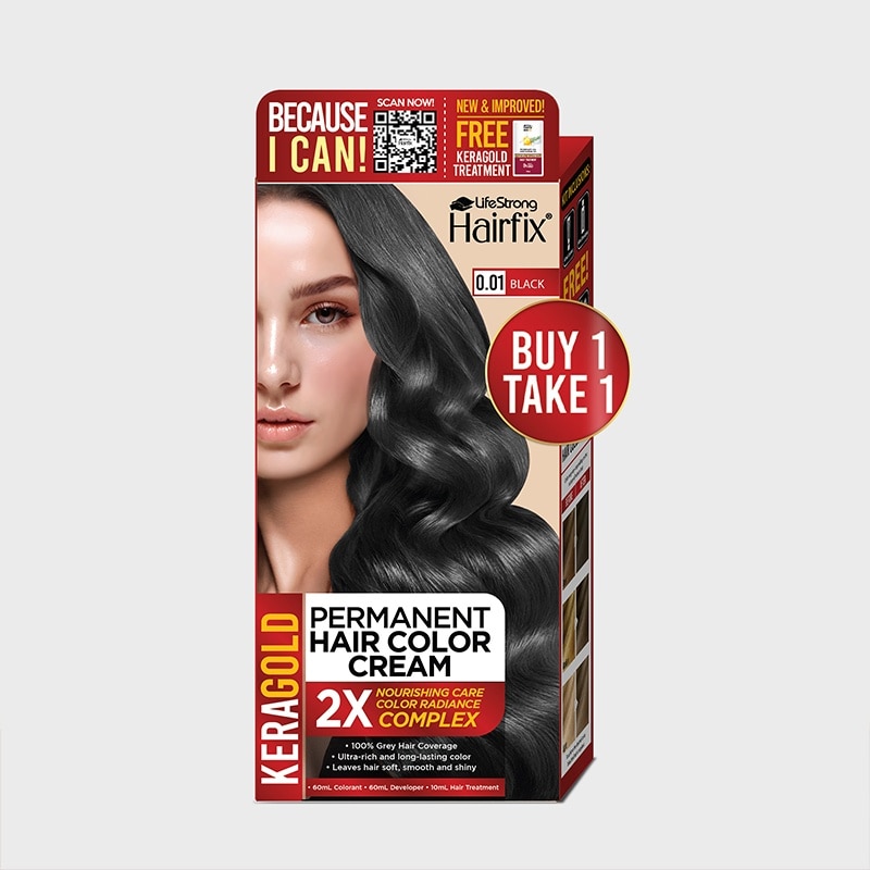 Hairfix Keragold Permanent Hair Color Cream 120Ml Black