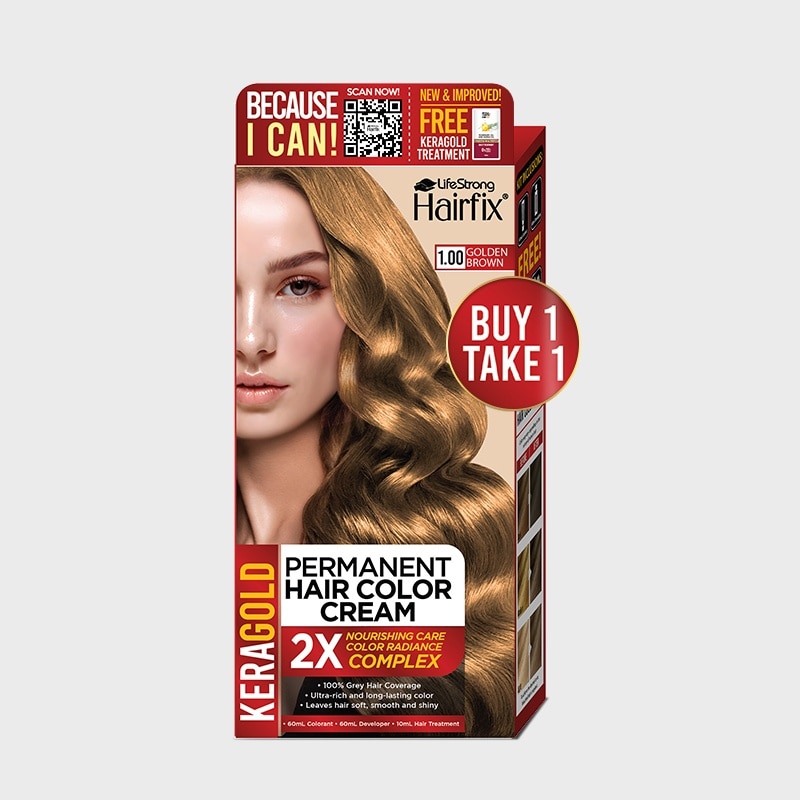 Hairfix Keragold Permanent Hair Color Cream 120Ml  Golden Brown