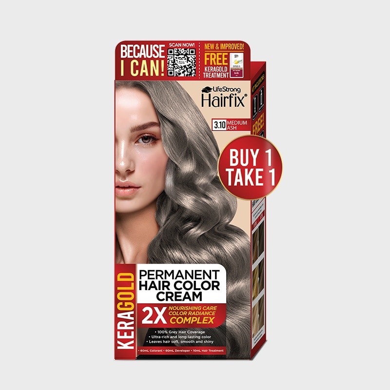 Hairfix Keragold Permanent Hair Color Cream 120Ml  Medium Ash