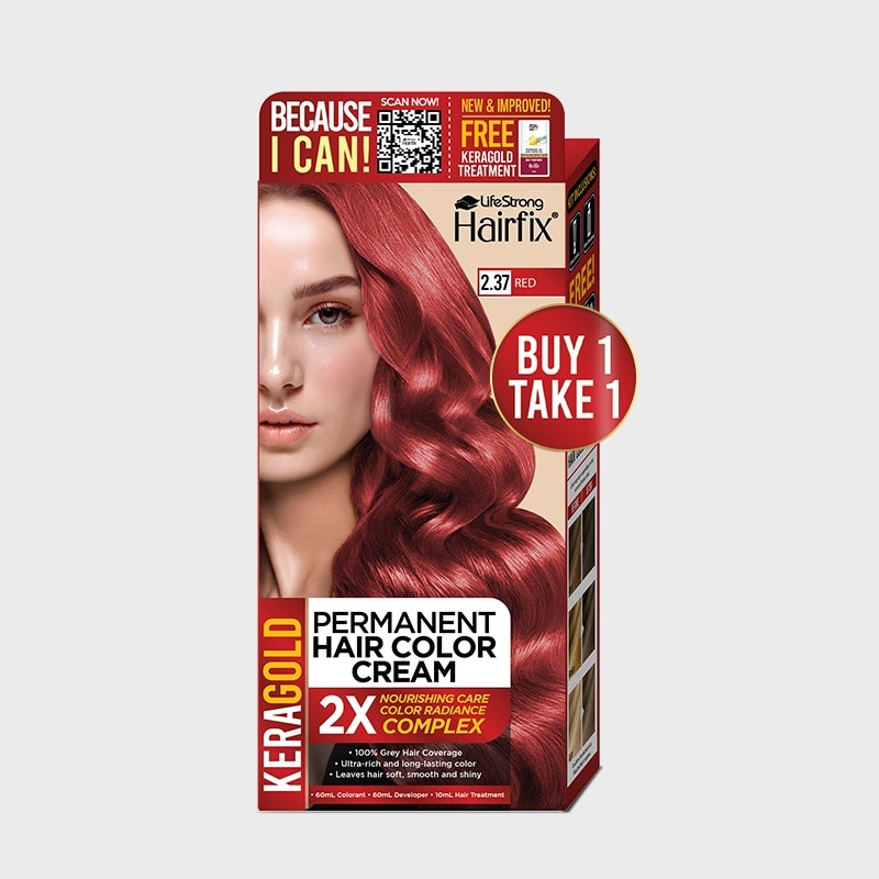 Hairfix Keragold Permanent Hair Color Cream Kit 120Ml  Red