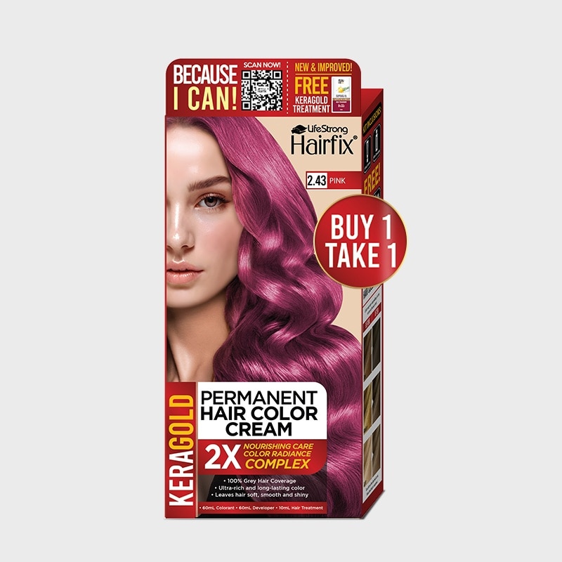 Hairfix Keragold Permanent Hair Color Cream Kit 120Ml  Pink