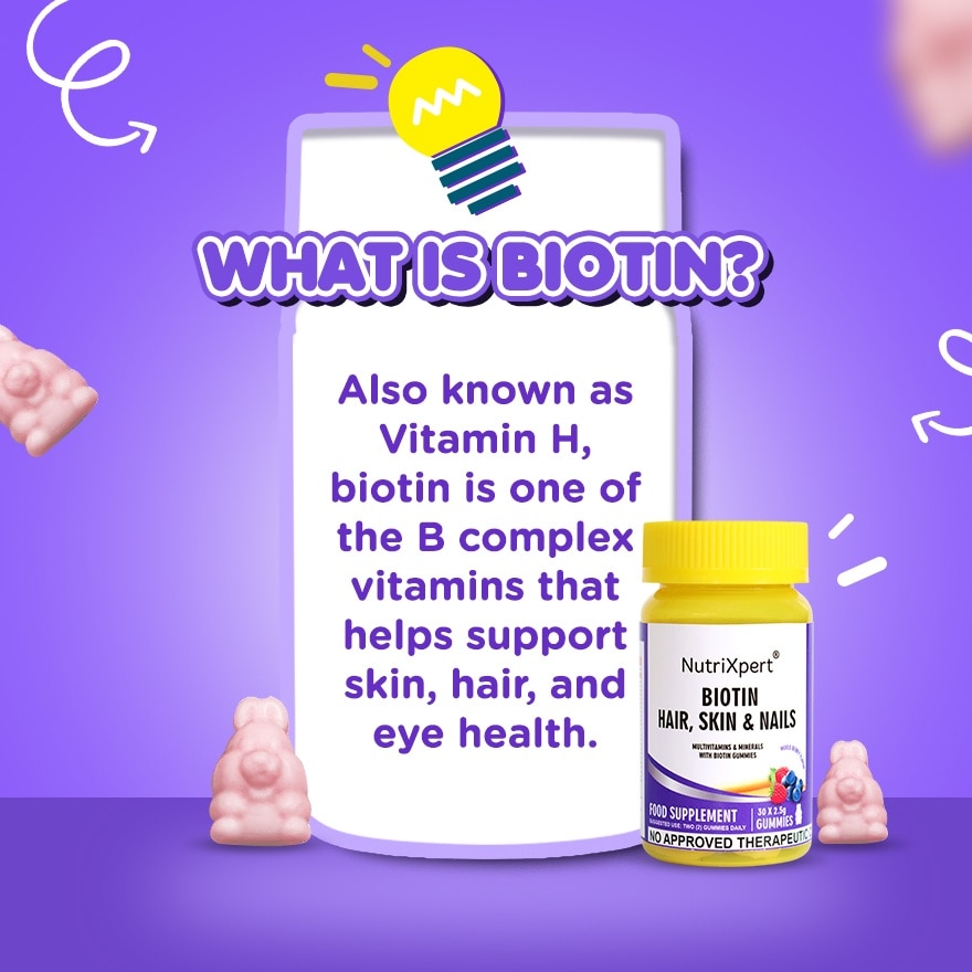 NUTRIXPERT Hair Skin & Nails 5000mcg Biotin Gummies 30s
