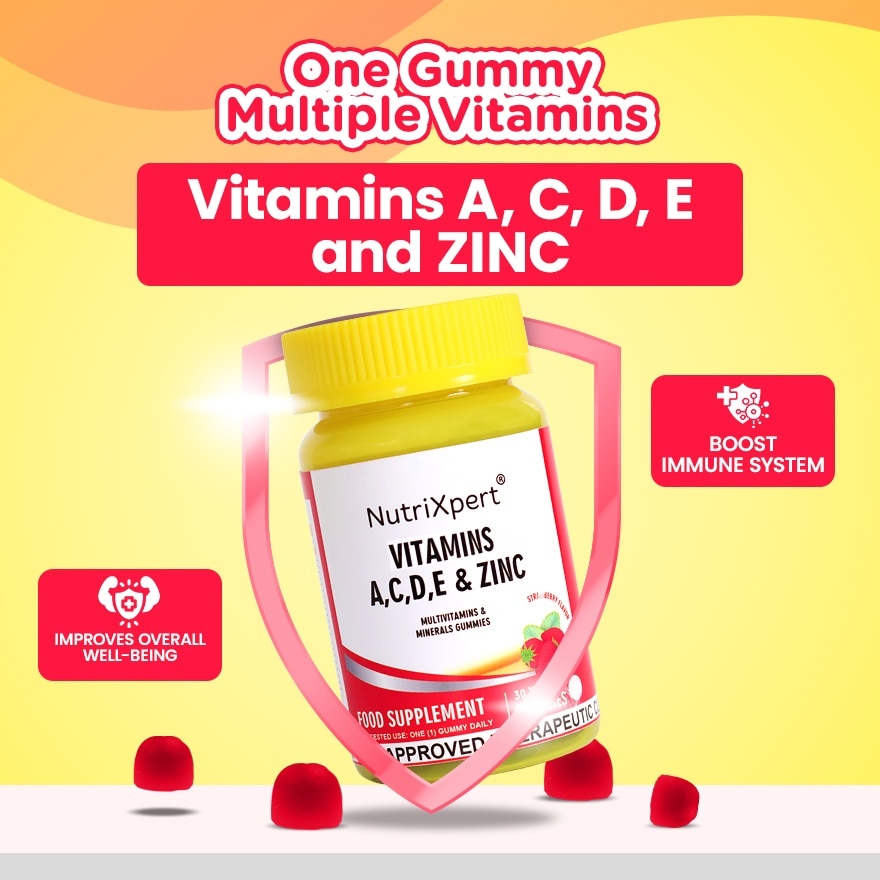 NutriXpert Multivitamins A,C,D,E & Zinc Gummies 30's