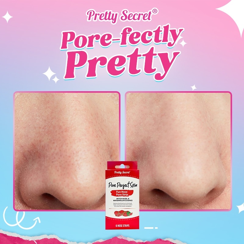 PRETTY SECRET Pore Perfect Skin Fun Nose Pore Strip Witch Hazel and Watermelon Essence 6s