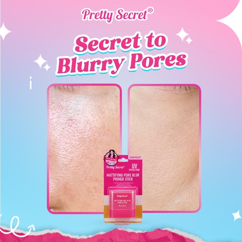 PRETTY SECRET Mattifying Pore Blur Primer Stick Clear Velvet 10g
