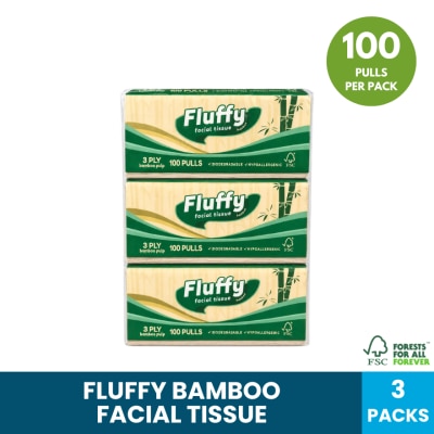 FLUFFY - FLUFFY Bamboo Facial Tissue 100s x3