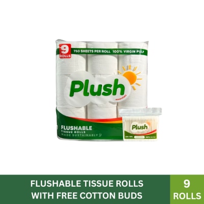 PLUSH - PLUSH Bathroom Tissue 9 Rolls with Free Cotton Buds 400 tips