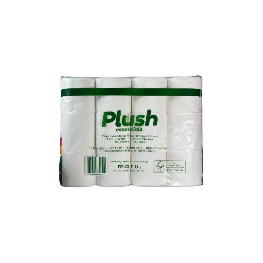 PLUSH Bathroom Tissue 12 Rolls with Free Cotton Buds 400 tips