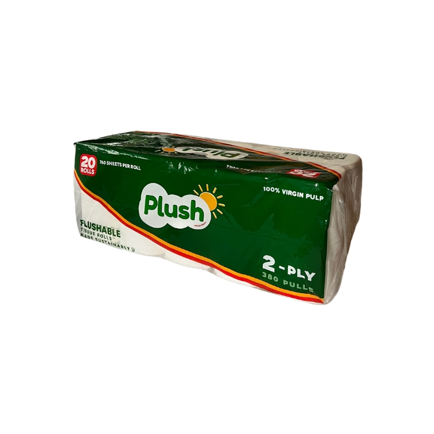 PLUSH Ultra Soft Flushable Bathroom Tissue 2 ply 20 Rolls 380 Pulls