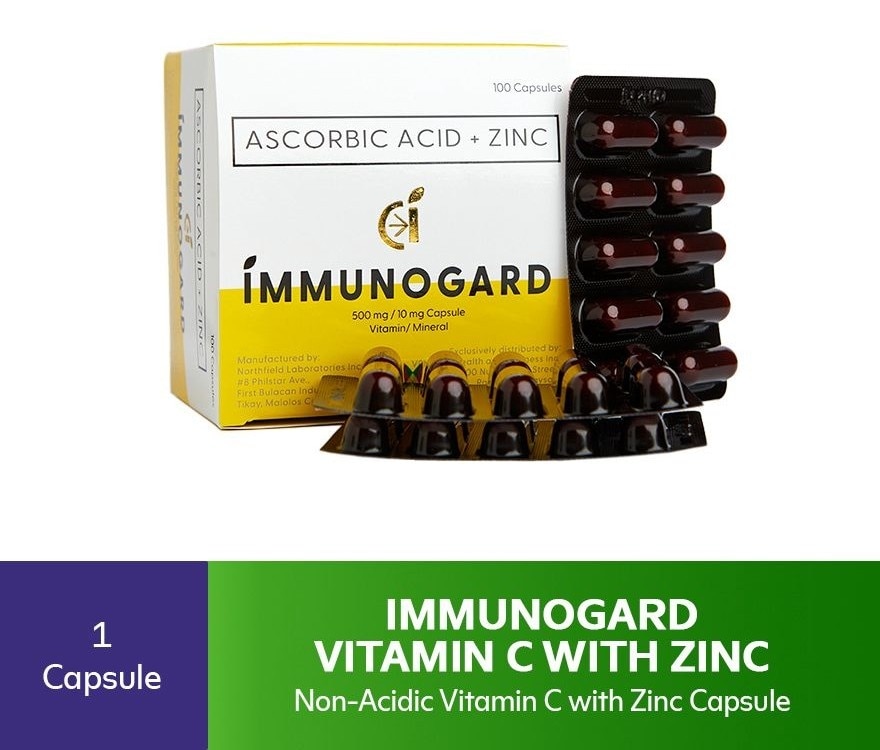Ascorbic Acid + Zinc 500mg/ 10mg Capsule (sold per piece)