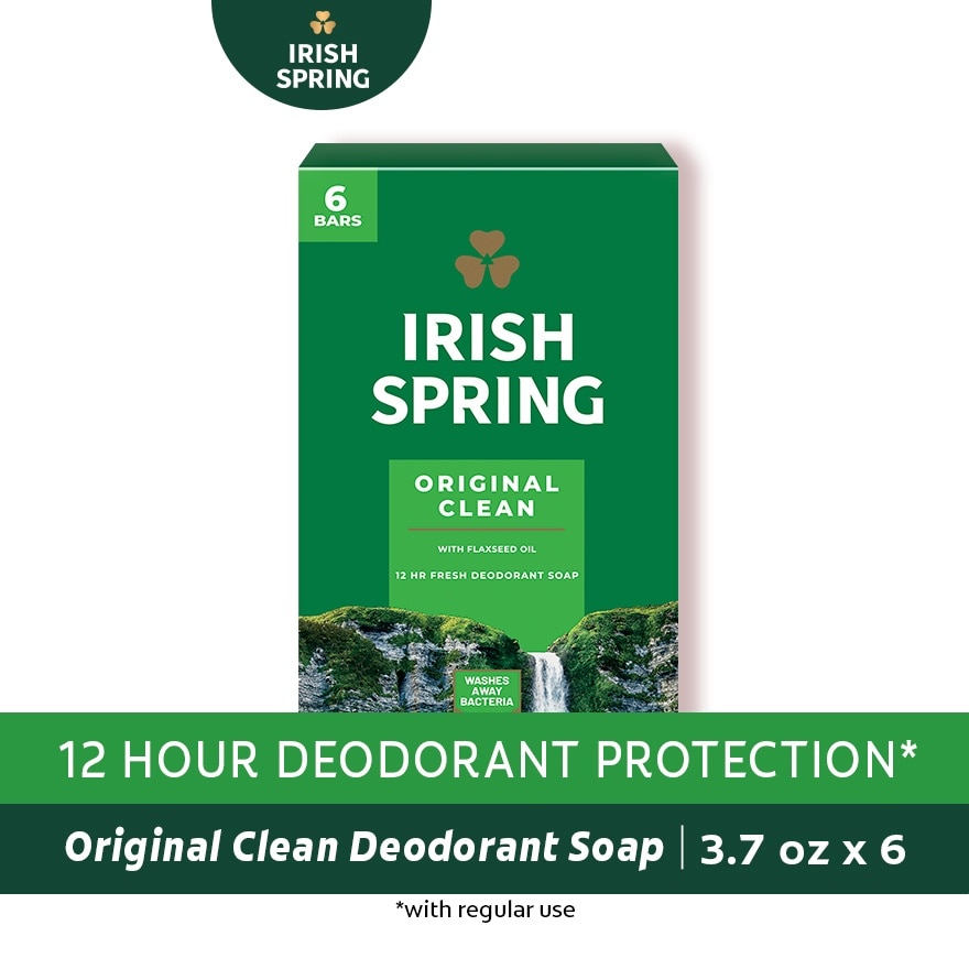 Irish Spring Original Clean Body Bar Soap 3.7 oz. Pack of 6