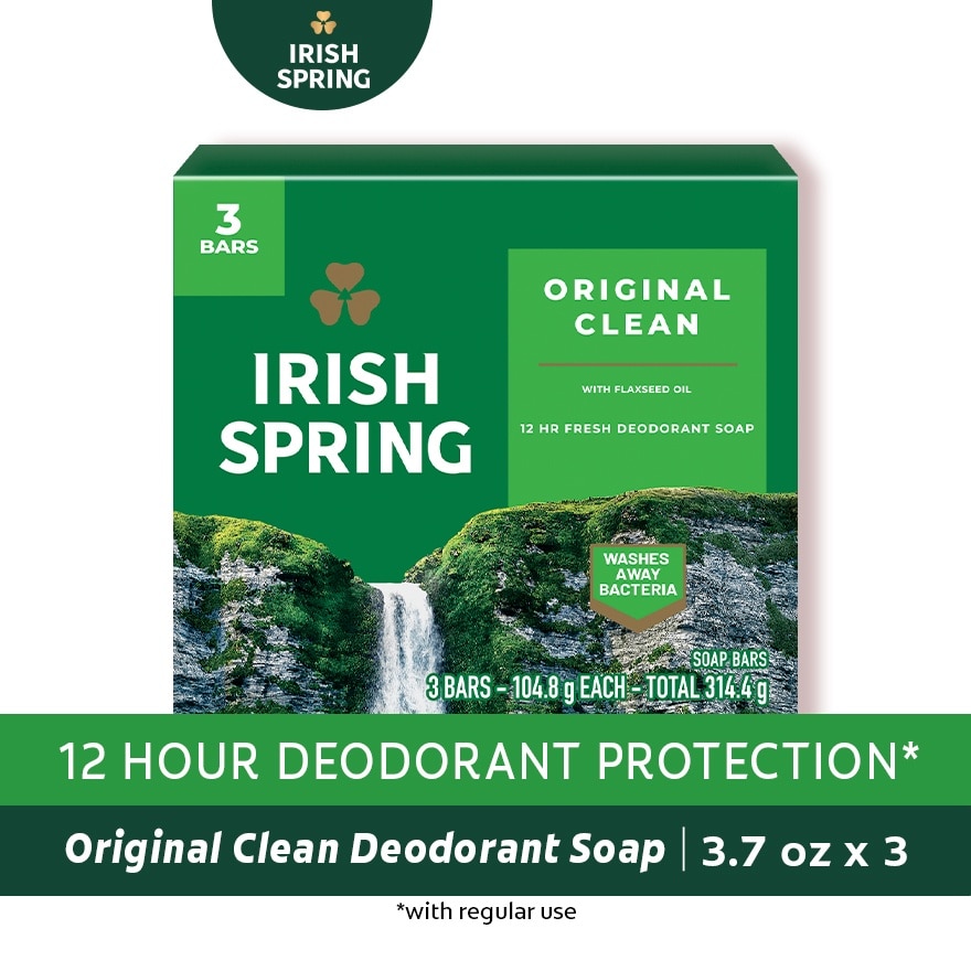 Irish Spring Original Clean Body Bar Soap 3.7 oz. Pack of 3 image