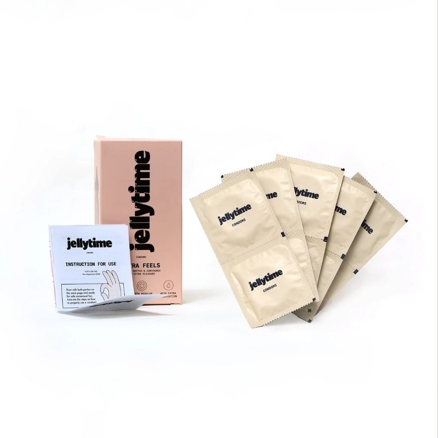 JELLY TIME Extra Feels Condoms Ribbed, Dotted & Contoured 10s