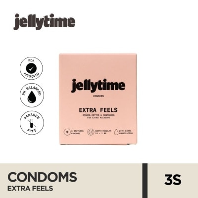 JELLY TIME JELLY TIME Extra Feels Condoms Ribbed, Dotted & Contoured 3s