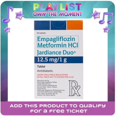 JARDIANCE - JARDIANCE DUO Empagliflozin + Metformin HCl 12.5mg/1000mg 1 Filmcoated Tablet [PRESCRIPTION REQUIRED]