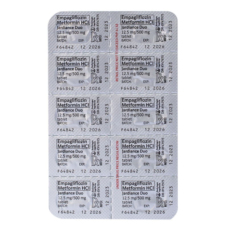 JARDIANCE DUO Empagliflozin + Metformin HCl 12.5mg/500mg 1 Filmcoated Tablet [PRESCRIPTION REQUIRED]