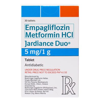 JARDIANCE JARDIANCE DUO Empagliflozin + Metformin HCl 5mg/1000mg 1 Filmcoated Tablet [PRESCRIPTION REQUIRED]