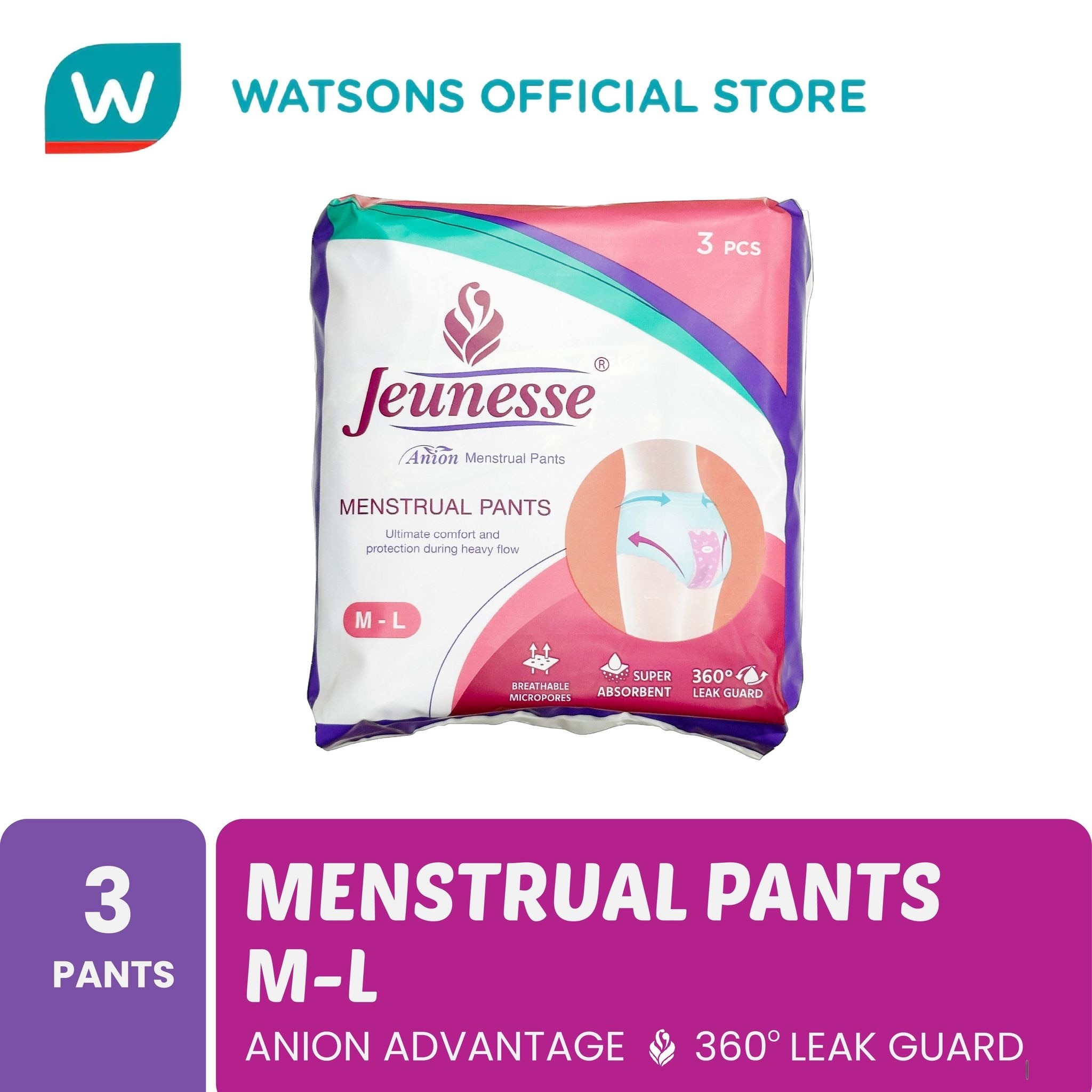 JEUNESSE Anion Menstrual Pants M-L 3 Pads