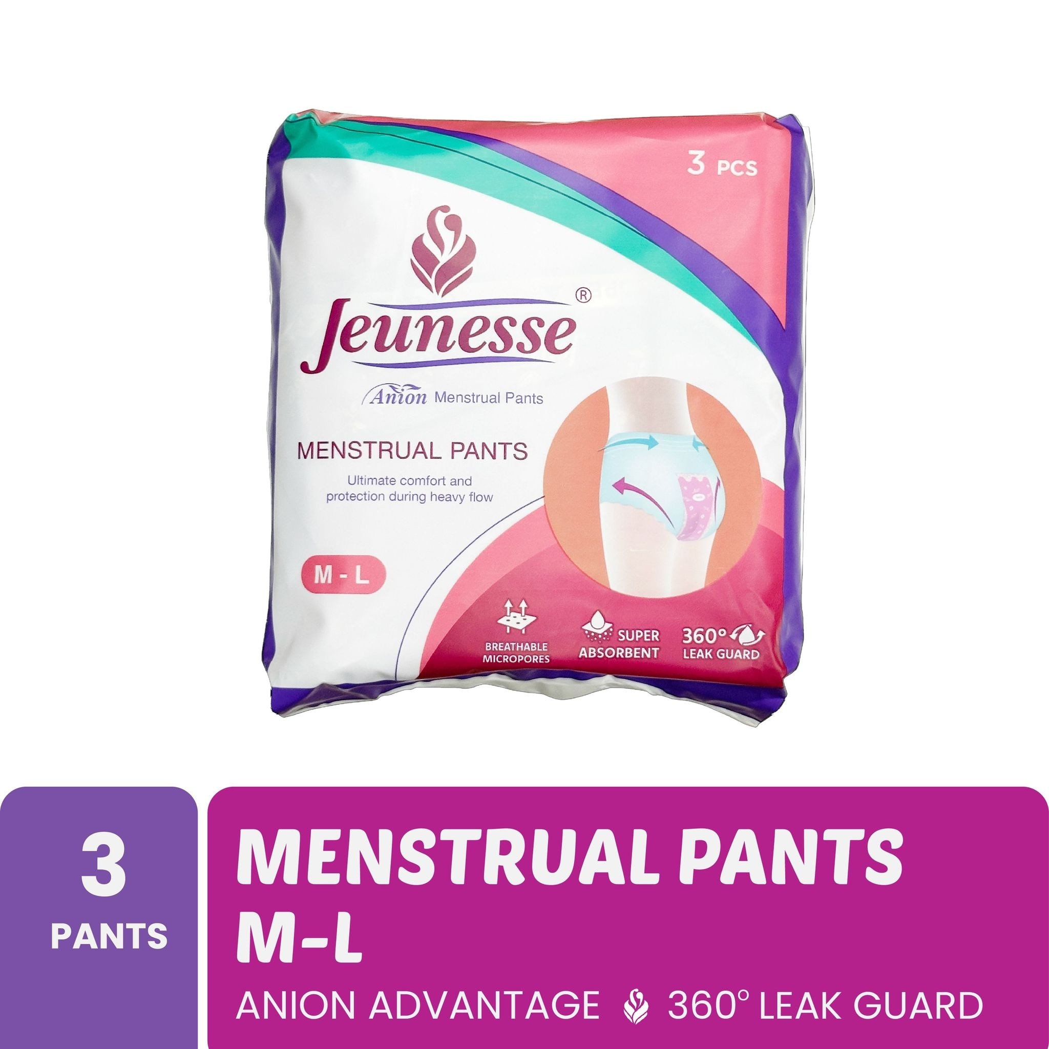 JEUNESSE Anion Menstrual Pants M-L 3 Pads
