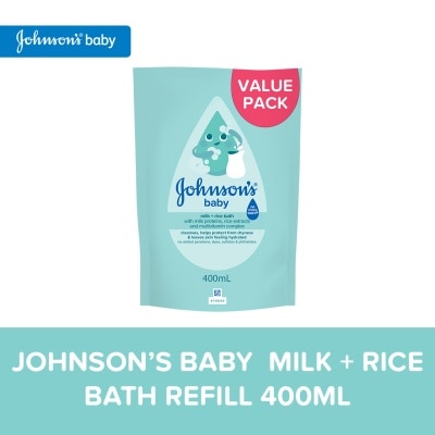JOHNSONS BABY - Johnson's Milk + Rice Baby Bath 400ml Refill-Baby Essentials,Baby Care,Baby Wash,Body Wash For Baby