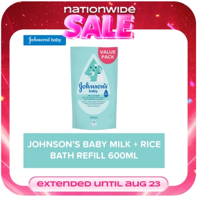 JOHNSONS BABY - Johnson's Milk + Rice Baby Bath 600ml Refill-Baby Essentials,Baby Care,Baby Wash,Body Wash For Baby image