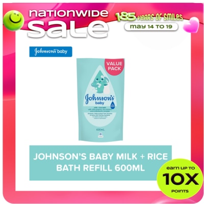 JOHNSONS BABY - Johnson's Milk + Rice Baby Bath 600ml Refill-Baby Essentials,Baby Care,Baby Wash,Body Wash For Baby
