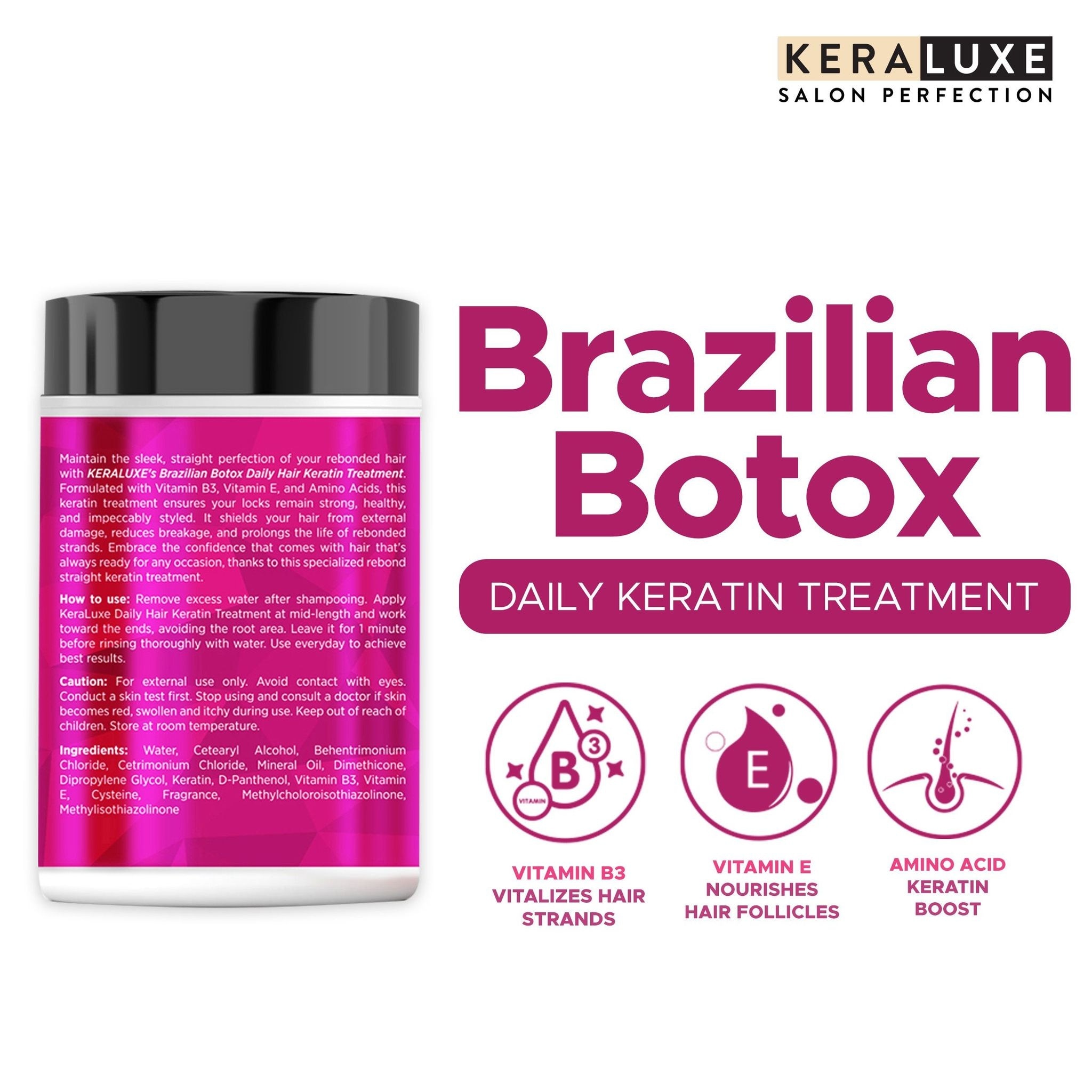 KERA LUXE Salon Perfection Brazillian Botox Daily Keratin Treatment Rebond Straight 700ml