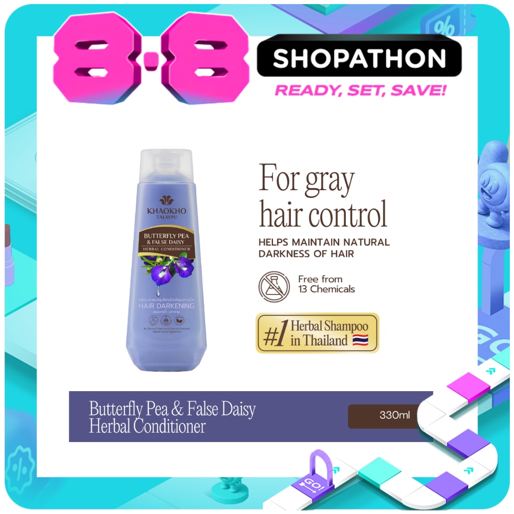 Khaokho Talaypu Herbal Conditioner Butterfly Pea and False Daisy 330mL image