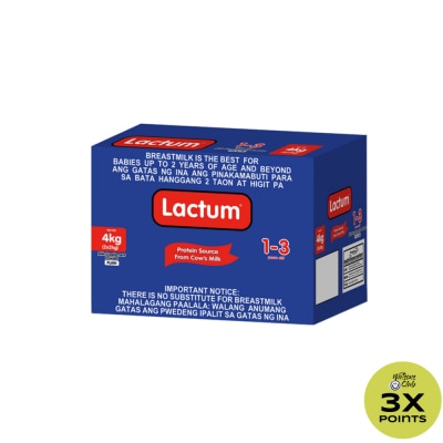 LACTUM 1 TO 3 Plain Milk Supplement Powder  for 1-3 Years Old 4kg