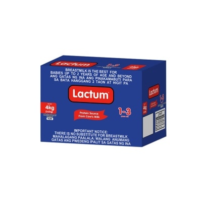 LACTUM 1 TO 3 Plain Milk Supplement Powder  for 1-3 Years Old 4kg