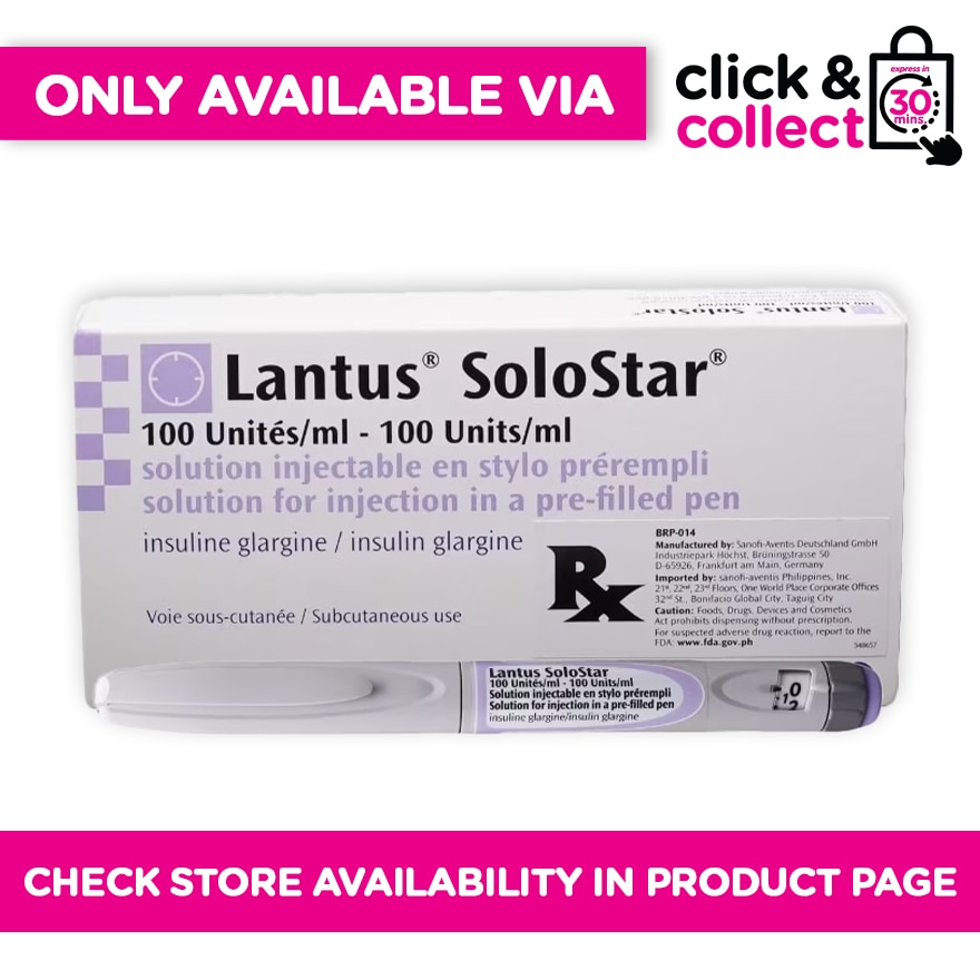 Insulin Glargine 100 Units/ml [PRESCRIPTION REQUIRED] Available In Click & Collect Express Only