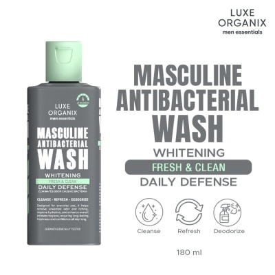 LUXE ORGANIX LUXE ORGANIX Men Essentials Masculine Antibacterial Wash Daily Whitening Defense Fresh & Clean 180ml image