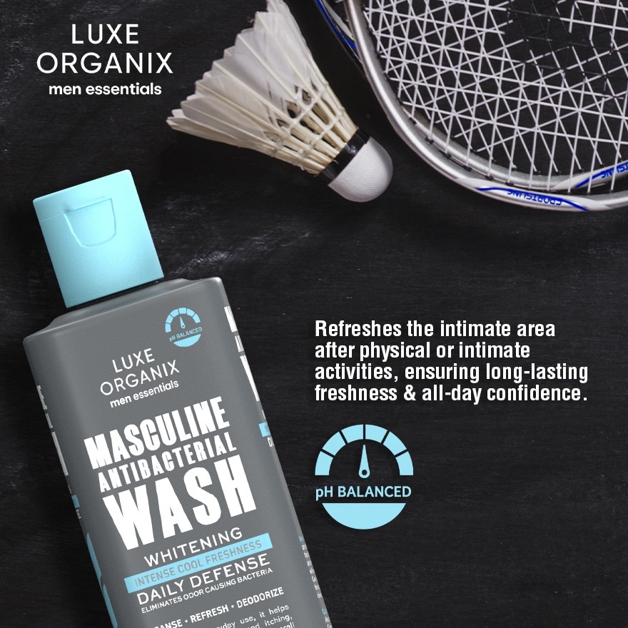 LUXE ORGANIX Men Essentials Masculine Antibacterial Wash Whitening Daily Defense Intense Cool Freshness 180ml image