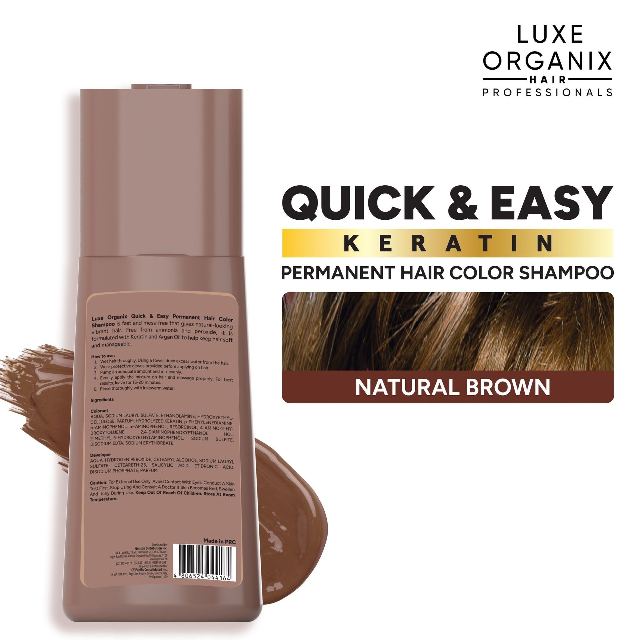 Luxe Organix Hair Color Shampoo Natural Brown 200ml