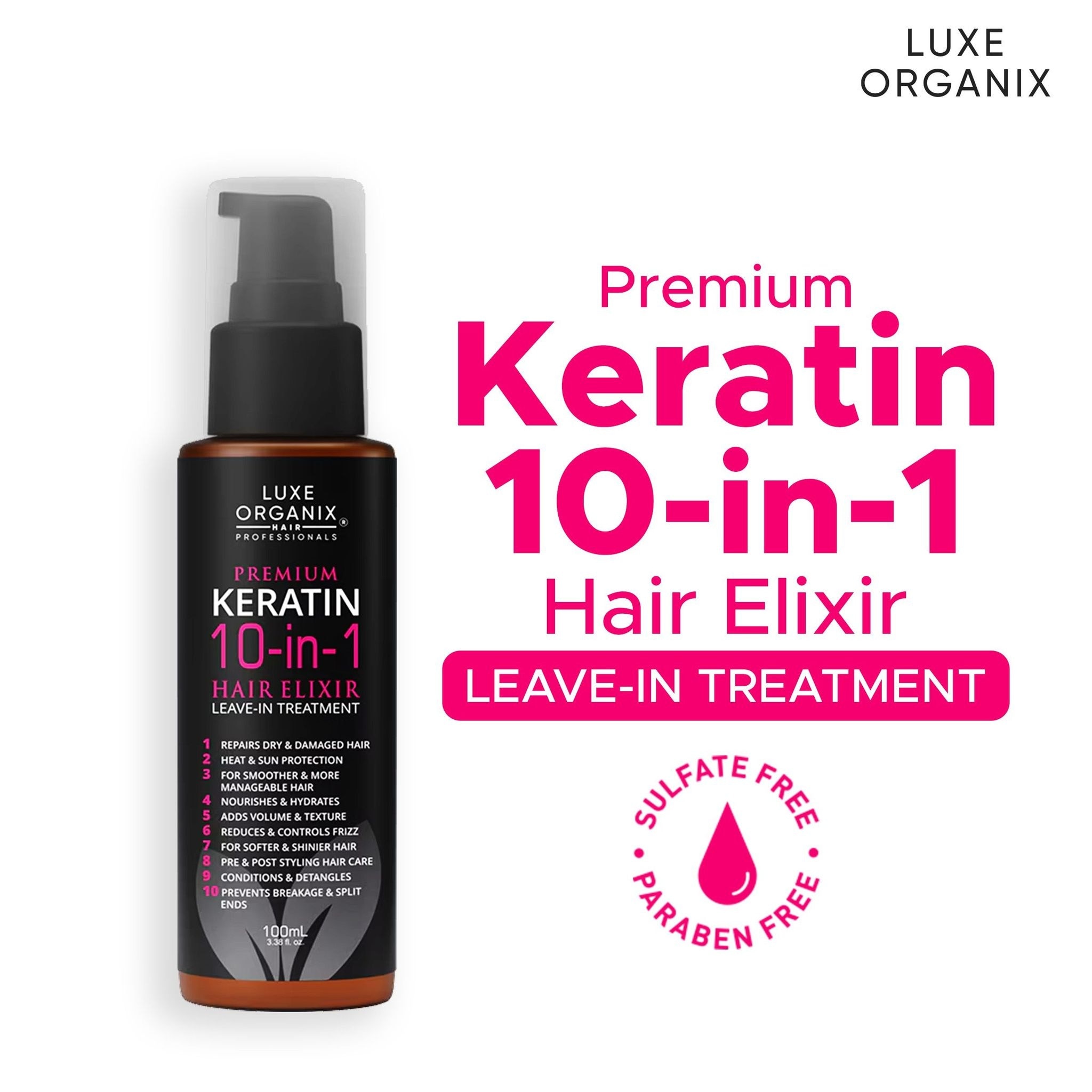 Luxe Organix Keratin 10in1 Hair Elixir Leave-in Treatment 100ml