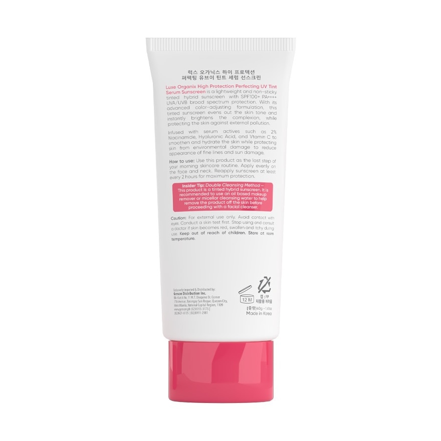 LUXE ORGANIX High Protection Perfecting UV Tint Serum Sunscreen SPF 50 PA +++ 40g